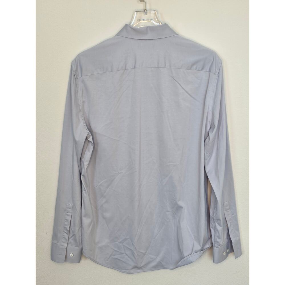 Theory Sylvain Structure Knit Long Sleeve Button Up Dress Shirt Light Blue Large - Picture 5 of 5